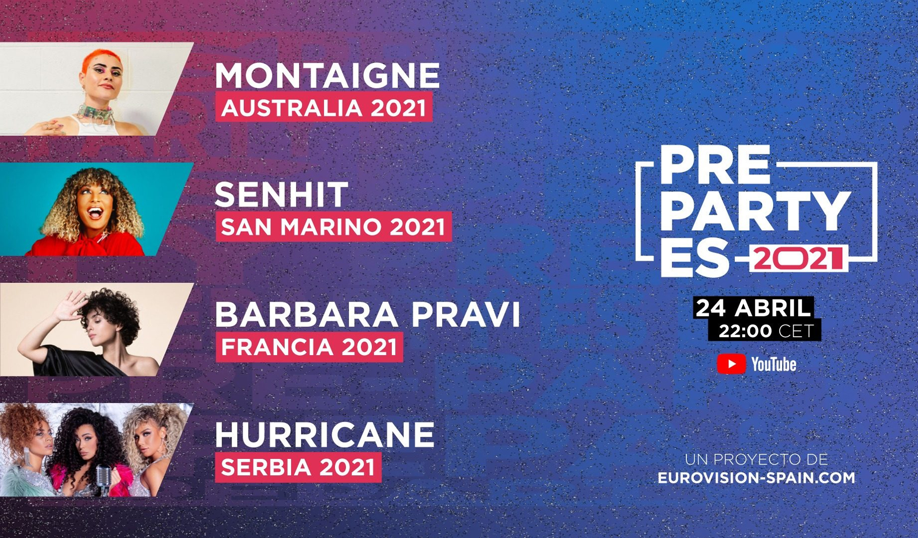 Barbara Pravi, Hurricane, Montaigne y Senhit primeras confirmadas para la PrePartyES 2021