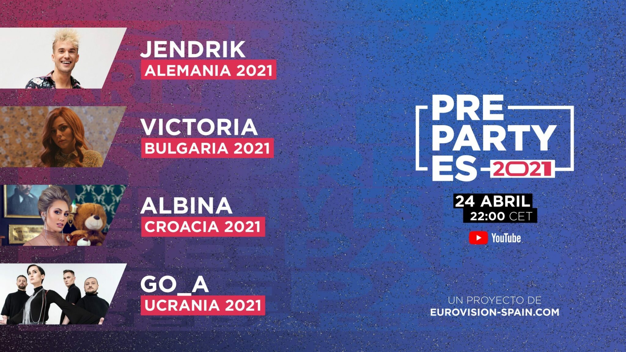 Jendrik, Victoria, Albina y Go_A se suman al cartel de la PrePartyEs 2021