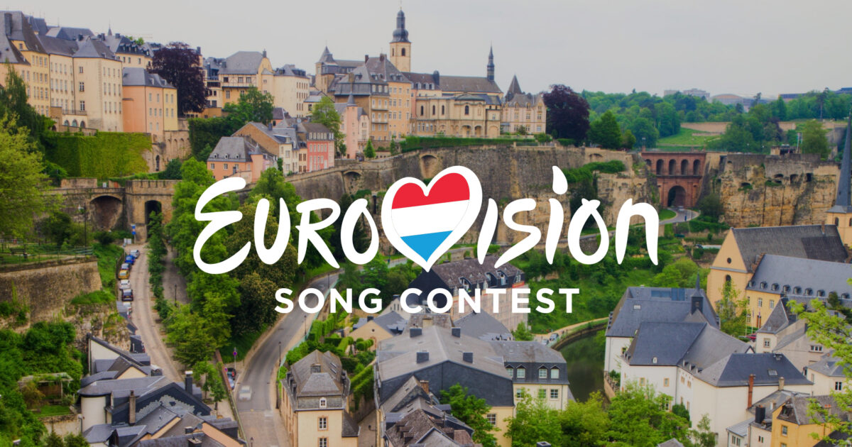 Logo de Eurovisión con la bandera de Luxemburgo / Elaboración propia