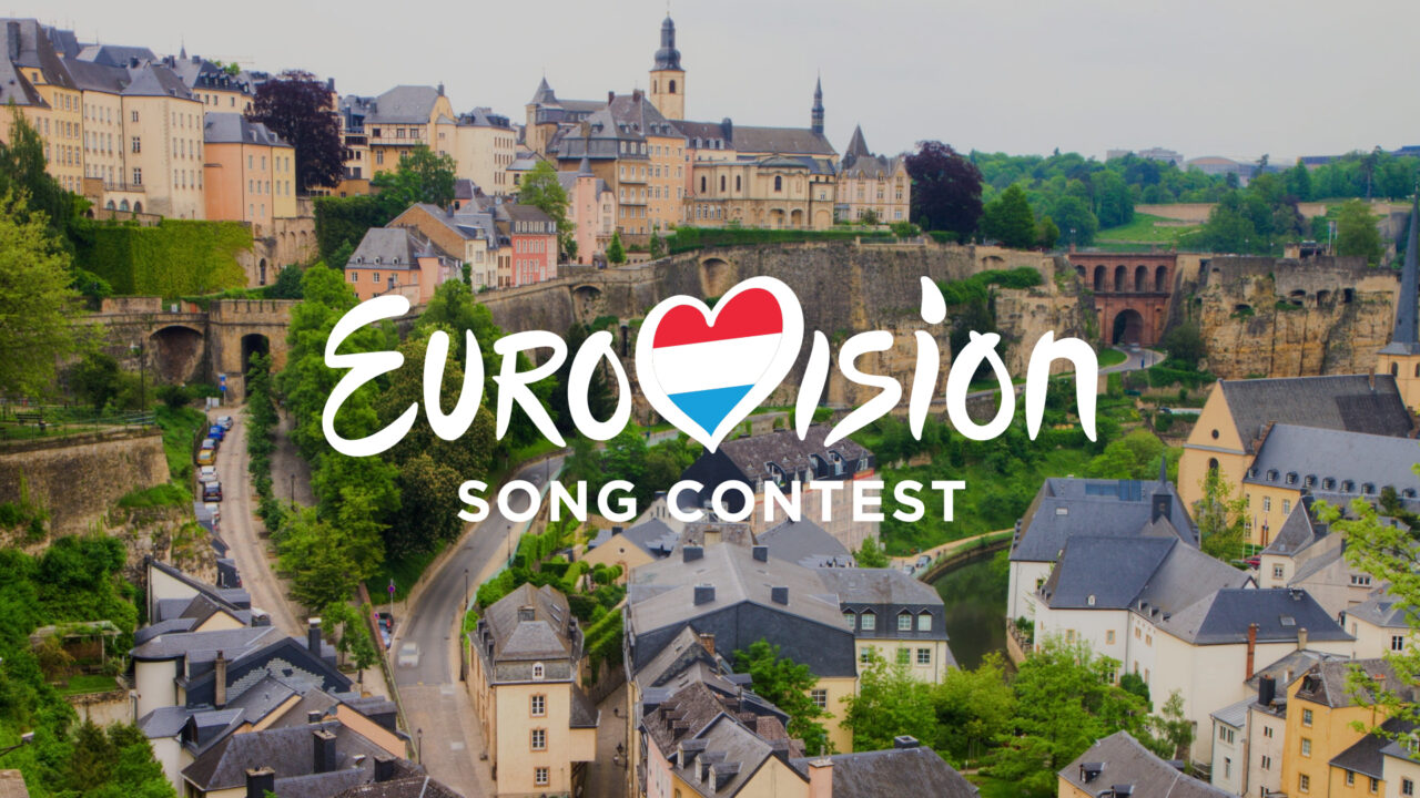 Logo de Eurovisión con la bandera de Luxemburgo / Elaboración propia
