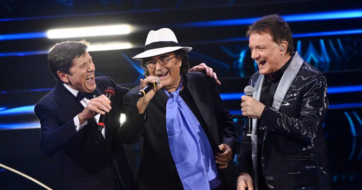 Gianni Morandi, Al Bano y Massimo Ranieri en la segunda serata de Sanremo 2023 / RAI