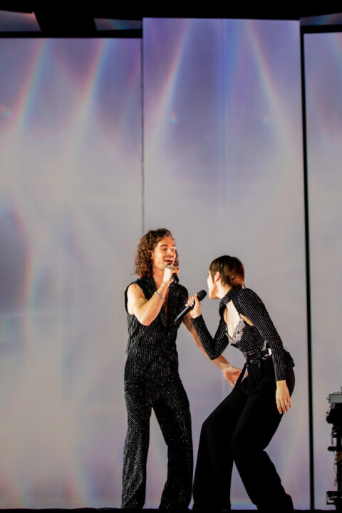 Mia Nicolai & Dion Cooper en su segundo ensayo de Eurovisión 2023 (Chloe Hashemi / EBU)