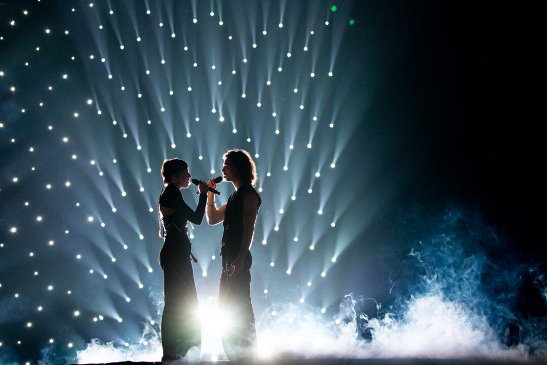 Mia Nicolai & Dion Cooper en su segundo ensayo de Eurovisión 2023 (Chloe Hashemi / EBU)