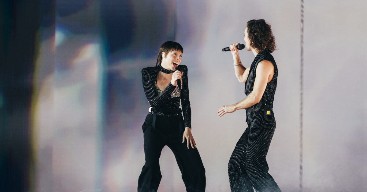 Mia Nicolai & Dion Cooper en su segundo ensayo de Eurovisión 2023 (Sarah Louise Bennett – EBU)