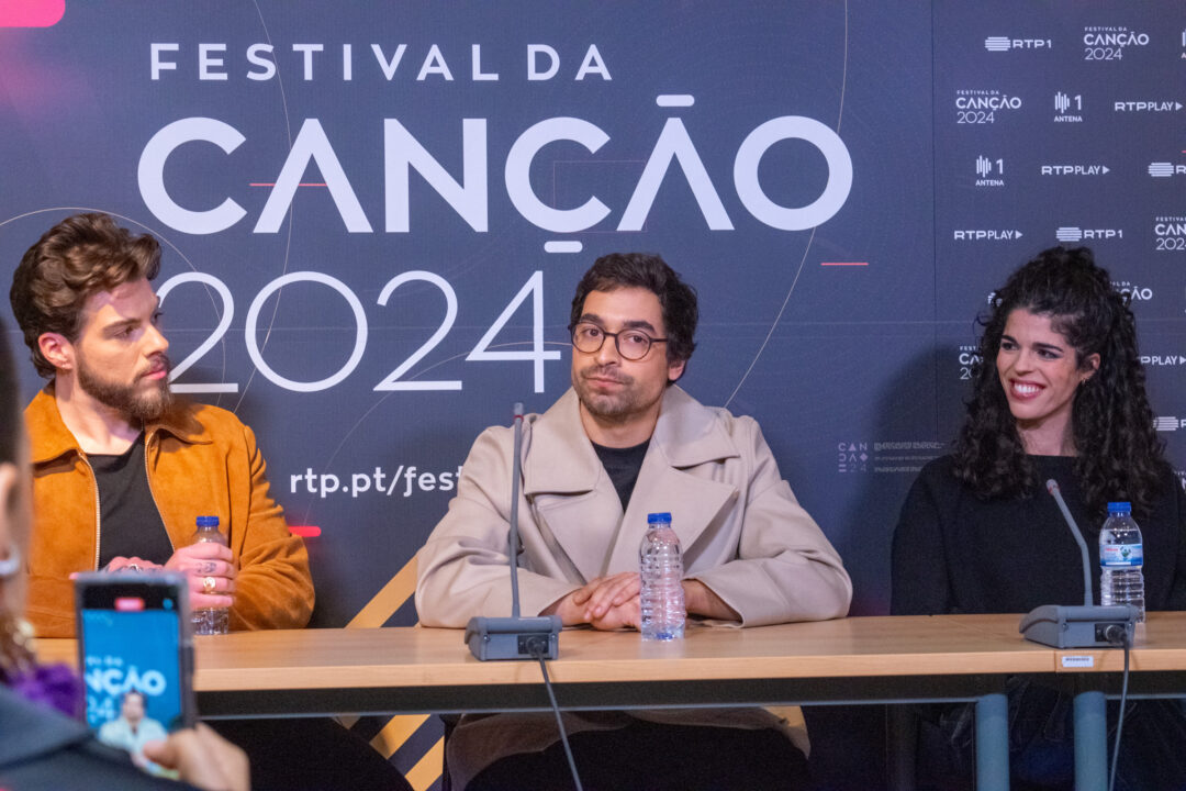 NOBLE, Buba Espinho, Rita Onofre y Silk Nobre, durante la rueda de prensa con los finalistas del Festival Da Canção 2024 / Foto: Iván Trejo