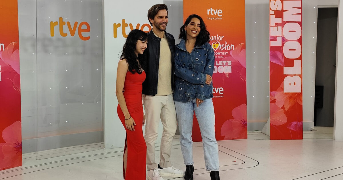 Melani García, Marc Clotet y Ruth Lorenzo durante la rueda de prensa de Eurovisión Junior 2024 | Jesús Canto