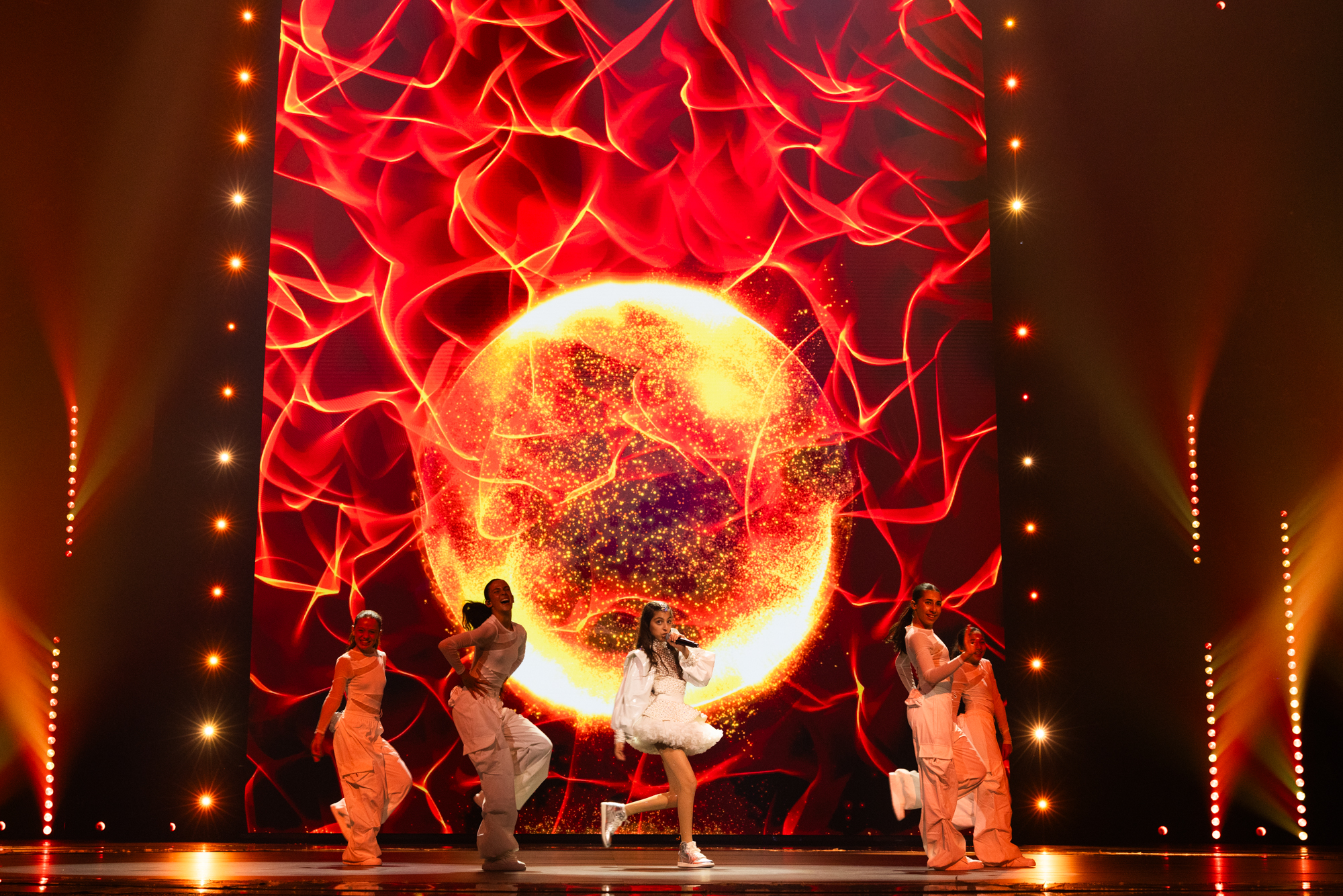 Maria Pissarides (Chipre) en su primer ensayo individual en Eurovisión Junior 2024 | Imagen: Corinne Cumming - EBU