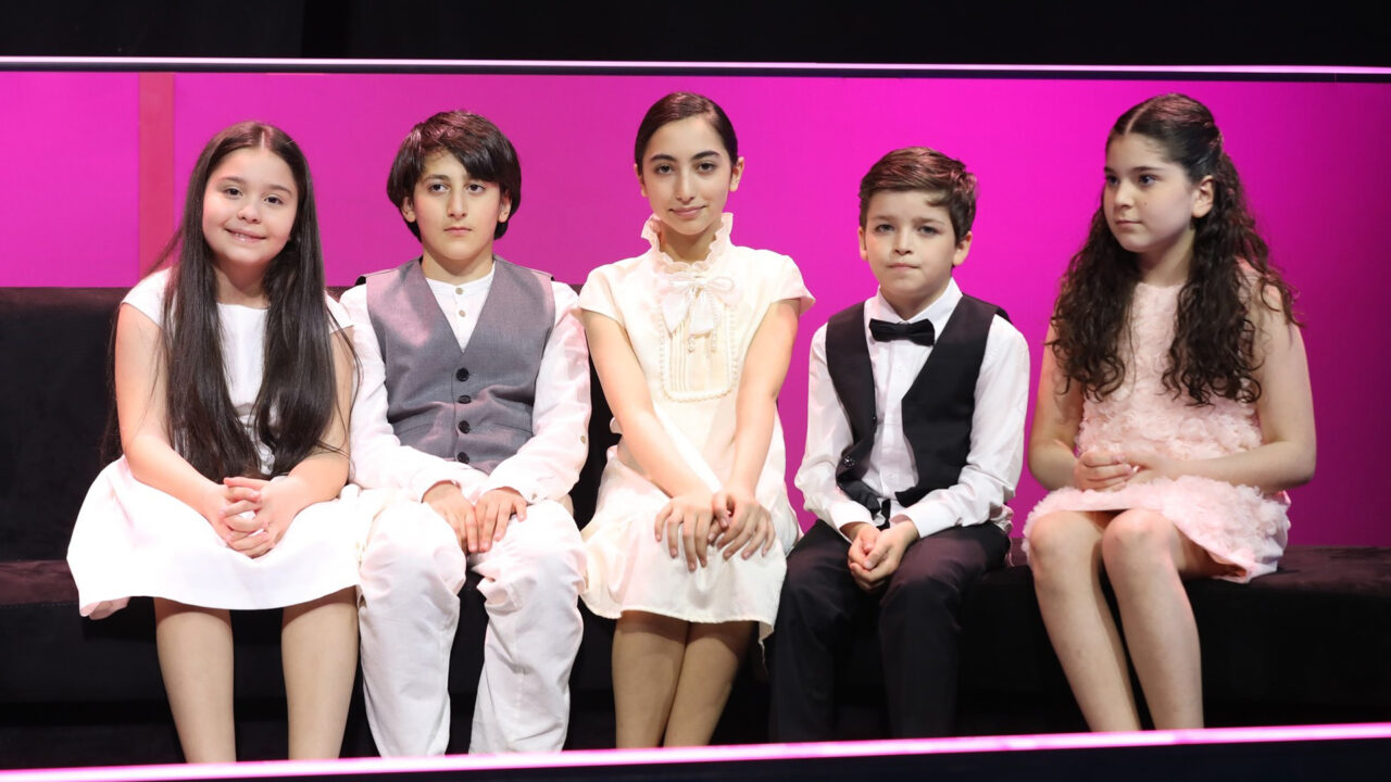 Mariam Muzashvili, Lazare Kapanadze, Nia Lashkhia, Sandro Abesadze y Anita Abgariani, participantes de la segunda gala del Ranina 2025 | GPB