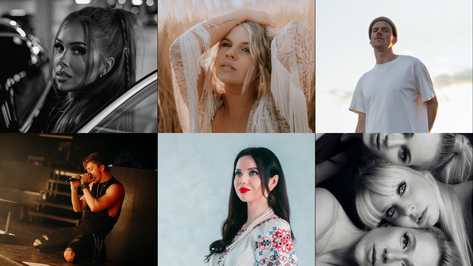 Grete Paia, NOËP, Marta Pikani, OLLIE, Uliana Olhyna y Vanilla Ninja, participantes del Eesti Laul 2026 | ERR