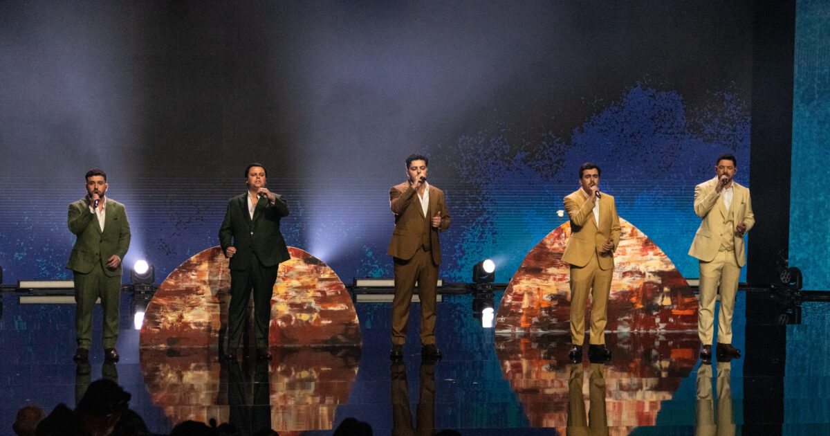 Bandidos do Cante en la gran final del Festival da Canção 2026 de Portugal | Imagen: Iván Trejo - ESCplus