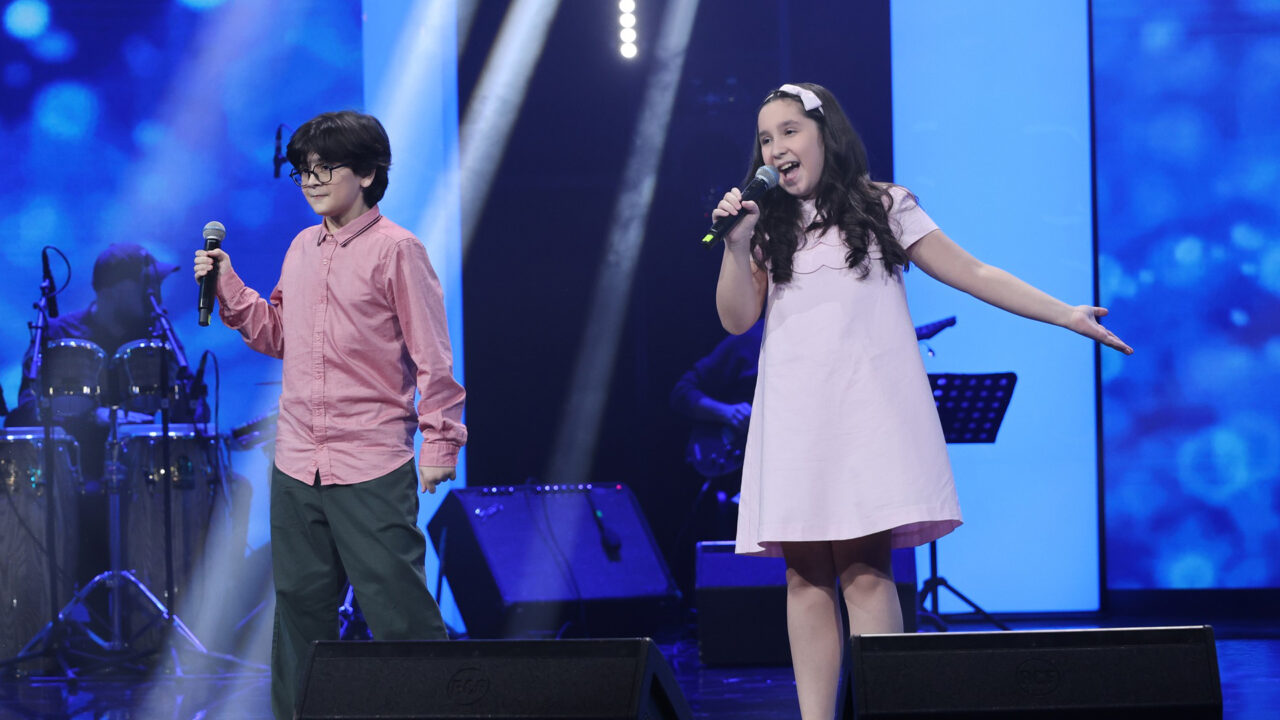 Ana Tavdgiridze con Demetri Maisuradze en la Gala 1 del Ranina 2026 | Imagen: GPB