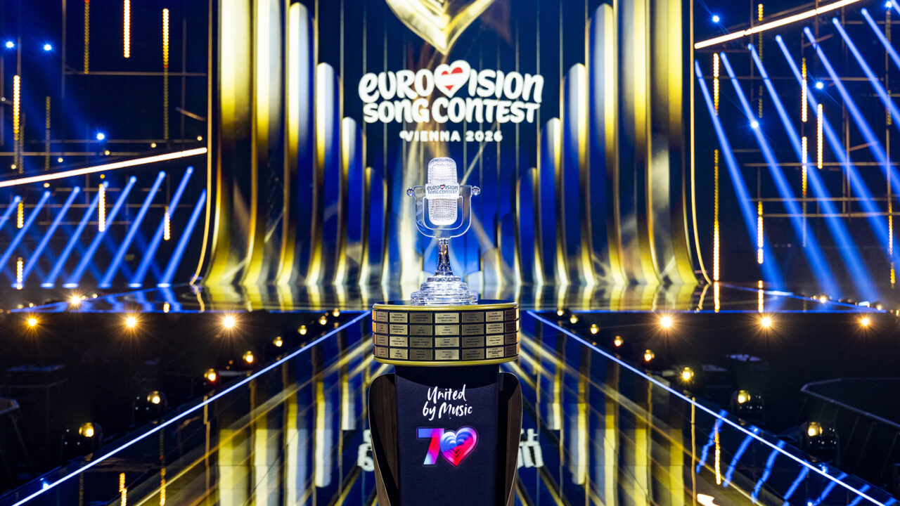 Micrófono de cristal del Festival de Eurovisión 2026 en el Wiener Stadthalle de Viena | Imagen: Sarah Louise Bennett - EBU