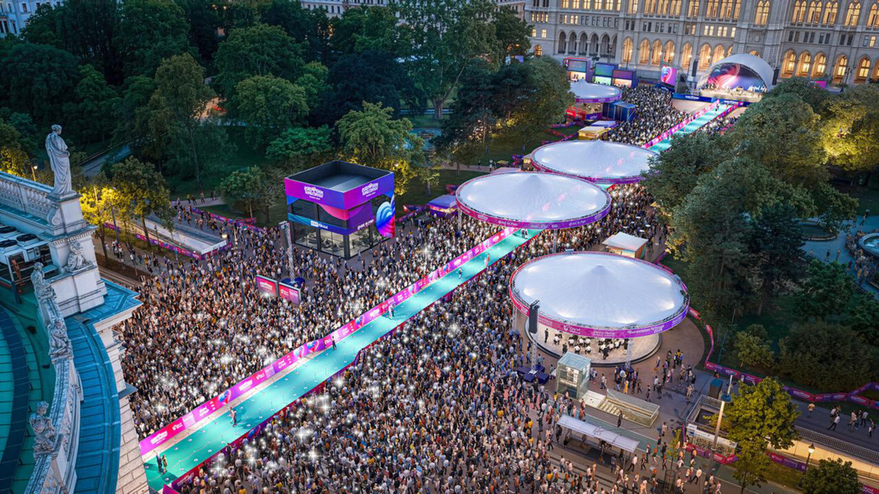 Rathausplatz de Viena, sede de la Eurovision Village y de la Alfombra Turquesa del Festival de Eurovisión 2026 | Imagen: ORF