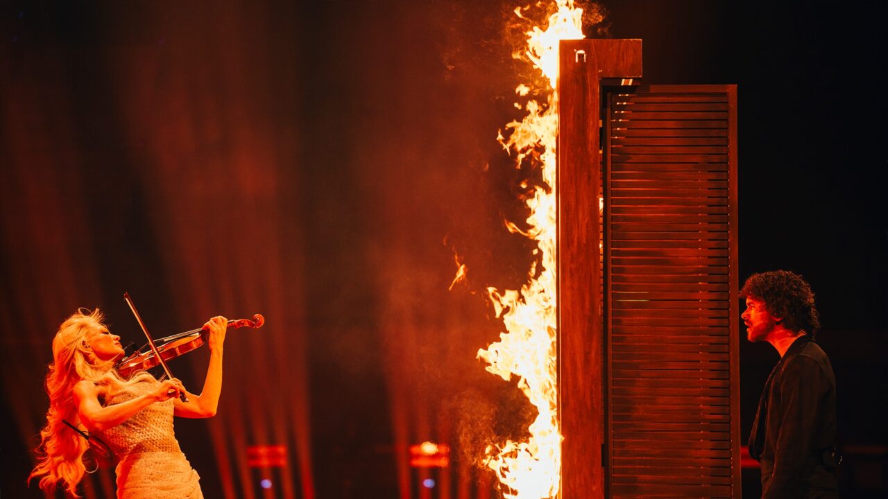 Linda Lampenius x Pete Parkkonen (Finlandia) en su primer ensayo individual en el Festival de Eurovisión 2026 | Imagen: Corinne Cumming - EBU