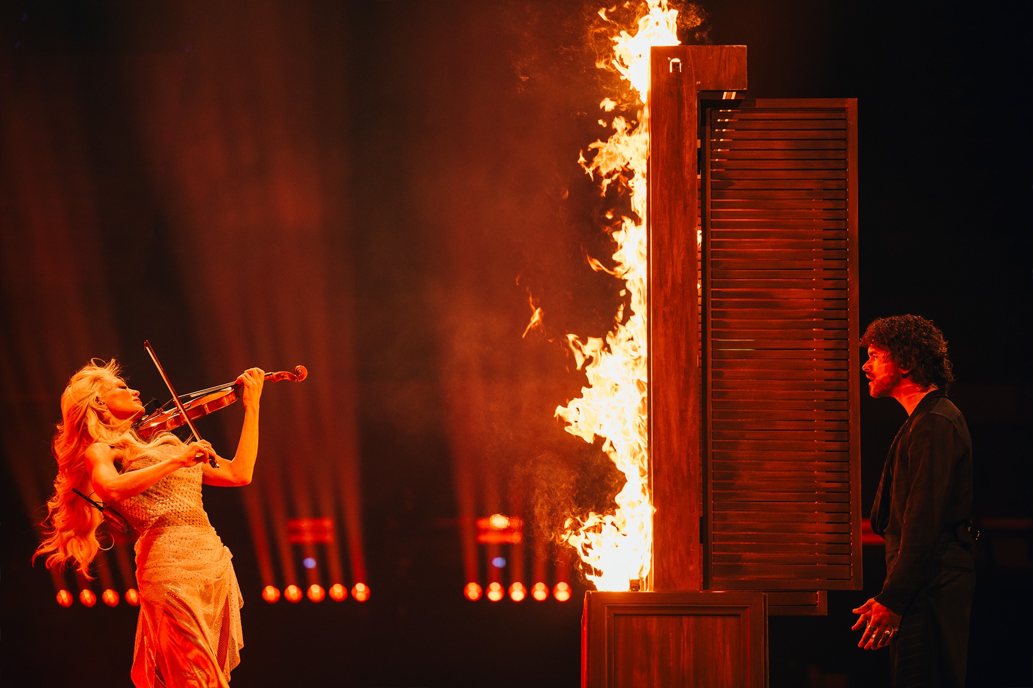 Linda Lampenius x Pete Parkkonen (Finlandia) en su primer ensayo individual en el Festival de Eurovisión 2026 | Imagen: Corinne Cumming - EBU