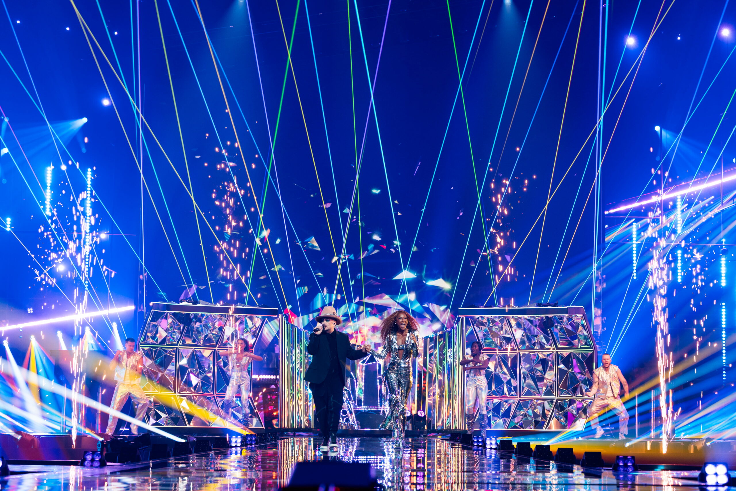 SENHIT Feat. Boy George (San Marino) en su primer ensayo individual en el Festival de Eurovisión 2026 | Imagen: Corinne Cumming - EBU