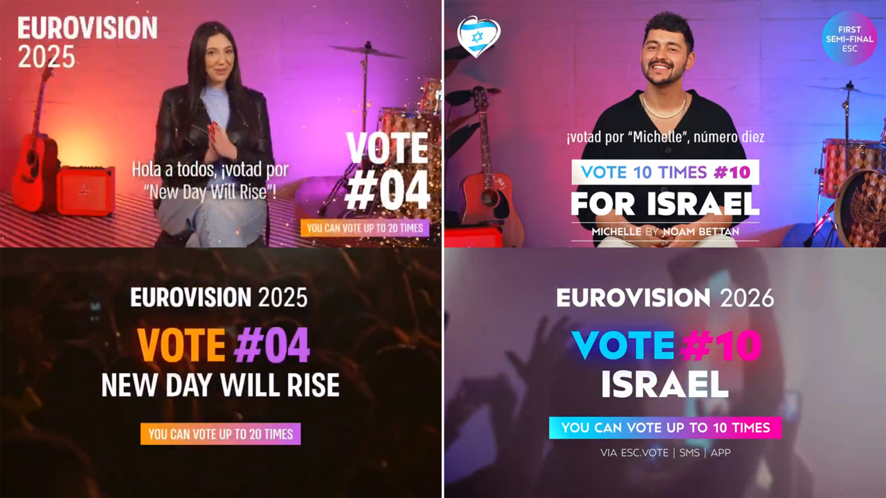 Comparación de los vídeos promocionales de Israel en 2025 y 2026 | Imagen: redes sociales