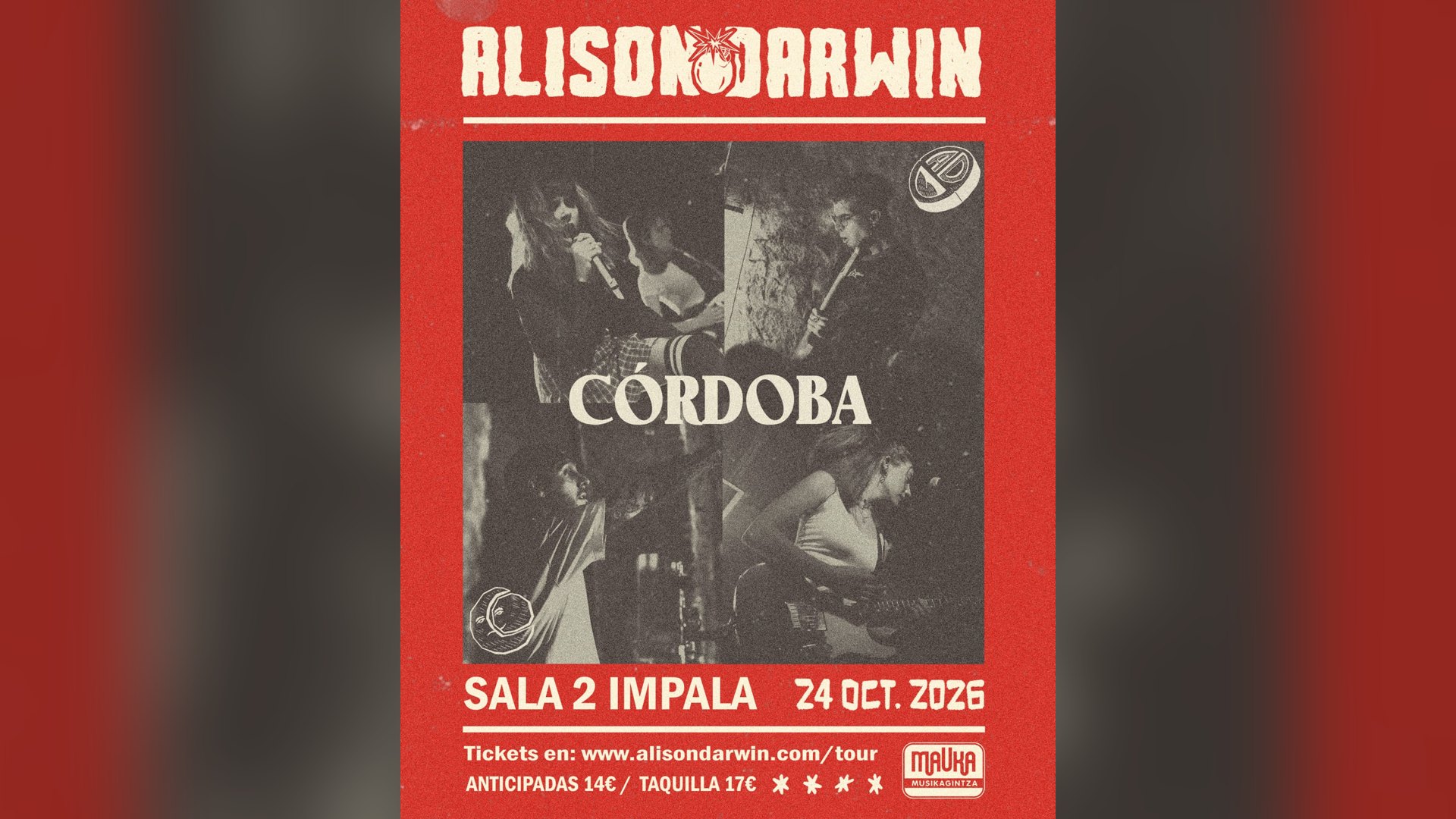 Alison Darwin, en el cartel de su concierto en Córdoba del 24 de octubre de 2026 | Imagen: Promociones sin Fronteras
