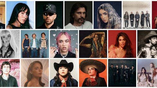 Artistas nominados a los Premios Rolling Stone en Español 2026, en un collage promocional de las nominaciones de Universal Music Latin Entertainment | Imagen: Universal Music Latin Entertainment