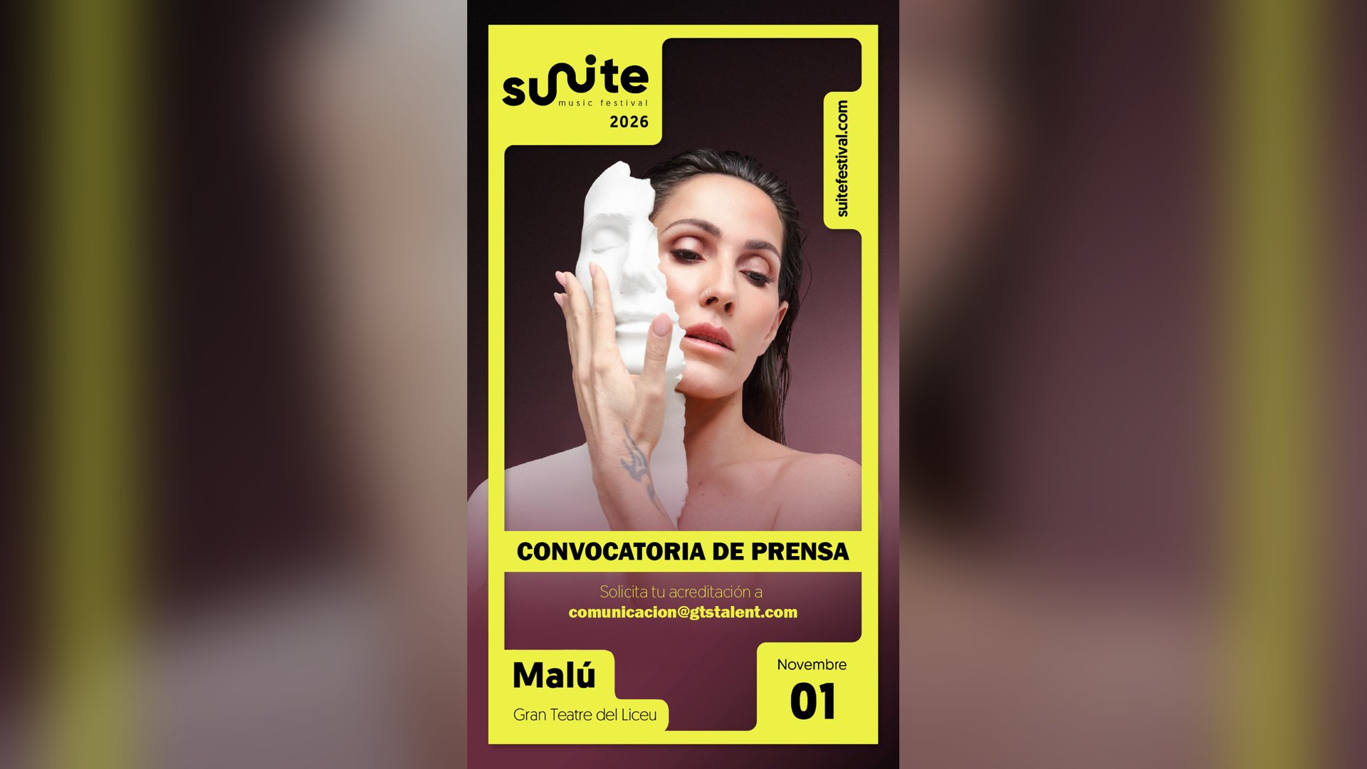 Malú, en el cartel de su concierto en el Gran Teatre del Liceu dentro del Suite Festival | Imagen: Global Talent Services