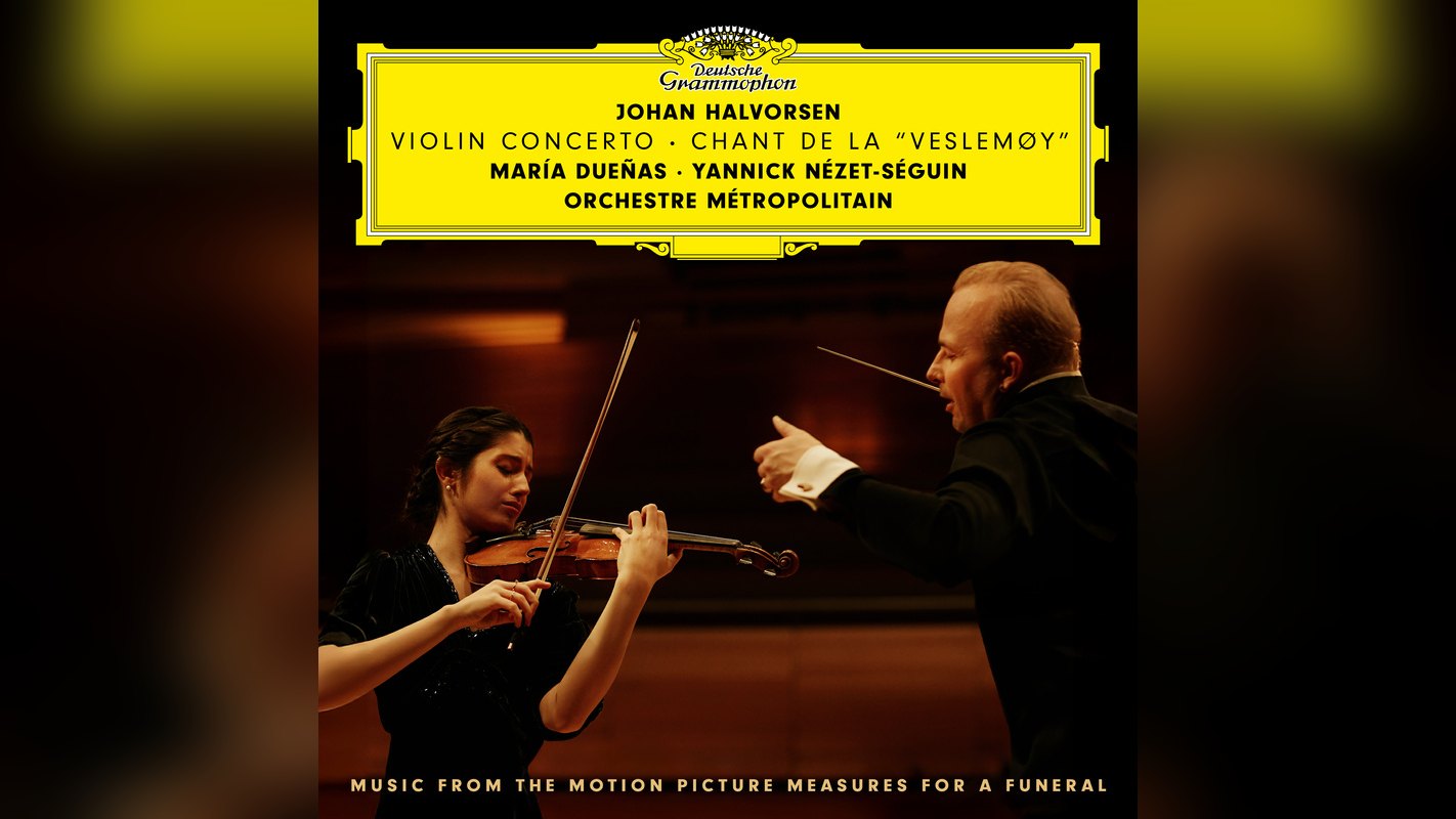 María Dueñas y Yannick Nézet-Séguin, en la portada del álbum Halvorsen: Violin Concerto | Imagen: Universal Music