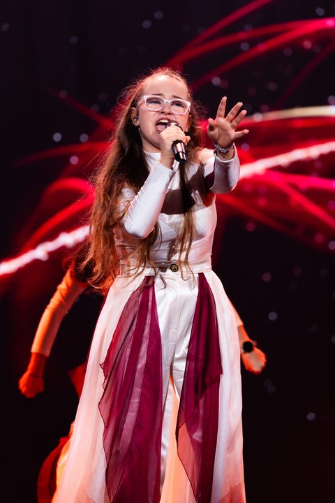 Ana Stojanoska (Macedonia del Norte) en su primer ensayo individual en el Festival de Eurovisión Junior 2026 | Imagen: Corinne Cumming - EBU